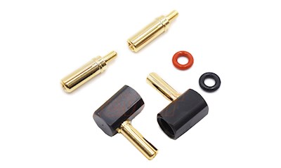 Goldkontakt 4.0 mm Stecker, Anlötung 90° Winkel  (2 Stück)